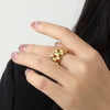 Wholesale Women's Titanium Steel Geometric Design Gold Plated Chain Bracelet Ring Earrings Jewelry Suit With Electroplating Treatment