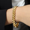 Wholesale Women's Titanium Steel Geometric Design Gold Plated Chain Bracelet Ring Earrings Jewelry Suit With Electroplating Treatment