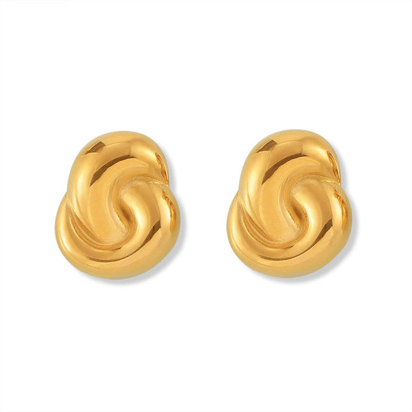 Wholesale Women's Titanium Steel Geometric Double Ring Earrings With Electroplating Treatment
