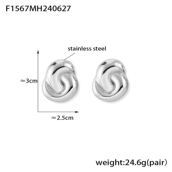 Wholesale Women's Titanium Steel Geometric Double Ring Earrings With Electroplating Treatment