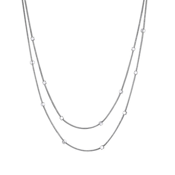 Wholesale Women's Titanium Steel Geometric Doublelayer Calendering Chain Electroplated Necklace