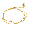 Wholesale Women's 316L Stainless Steel Geometric Doublelayer Square Bracelet Goldplated Snake Bone Chain Electroplated