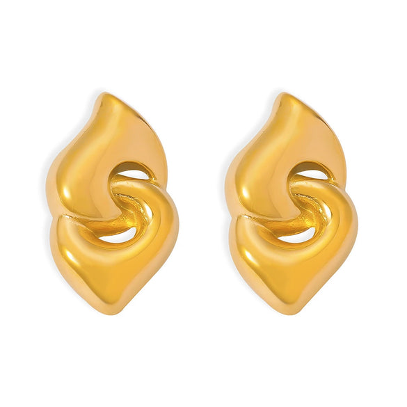 Wholesale Women's Titanium Steel Geometric Doublering Buckle Electroplated Fashion Earrings