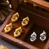 Wholesale Women's Titanium Steel Geometric Doublering Buckle Electroplated Fashion Earrings