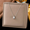 Wholesale Women's Titanium Steel Geometric Drop Shape Real Gold Plated Necklace With Rice Grain Chain Niche Minimalist Sporty Style