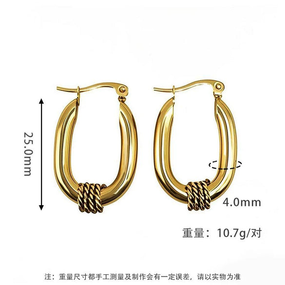 Wholesale Women's Titanium Steel Geometric Earrings Electroplated Light Luxury Antiallergic Nonfading