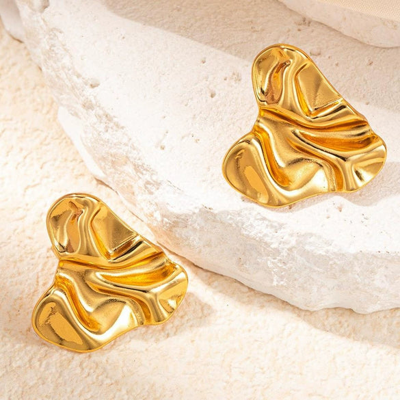Wholesale Women's Titanium Steel Geometric Earrings With Stainless Steel Furnace Vacuum Electroplated 18K Gold Simple Style Do Not Fade