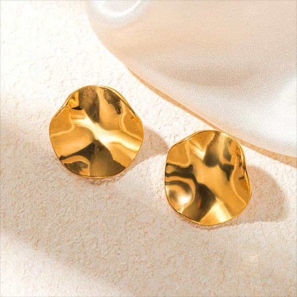 Wholesale Women's Titanium Steel Geometric Earrings With Stainless Steel Furnace Vacuum Electroplated 18K Gold Simple Style Do Not Fade