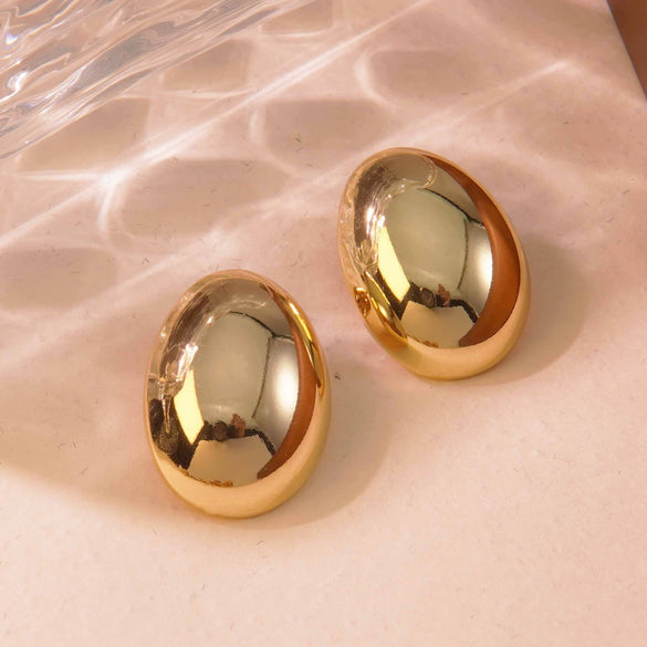 Wholesale Women's Titanium Steel Geometric Earrings With Stainless Steel Furnace Vacuum Electroplated 18K Gold Simple Style Do Not Fade