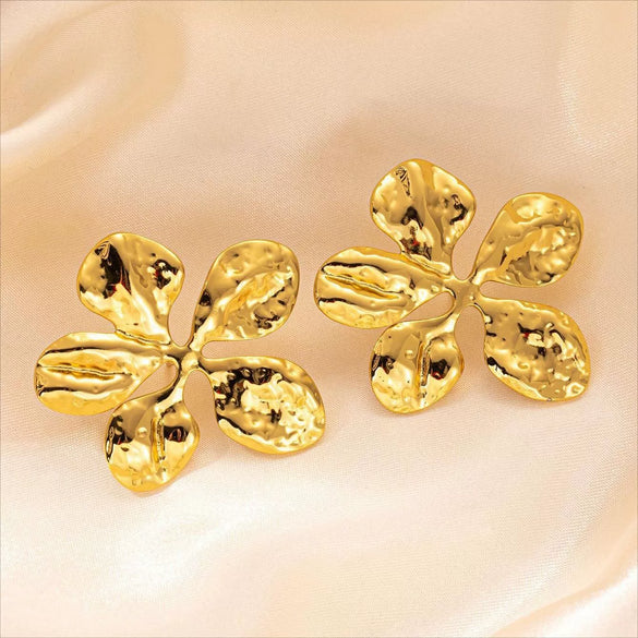 Wholesale Women's Titanium Steel Geometric Earrings With Stainless Steel Furnace Vacuum Electroplated 18K Gold Simple Style Do Not Fade