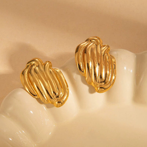 Wholesale Women's Titanium Steel Geometric Earrings With Stainless Steel Furnace Vacuum Electroplated 18K Gold Simple Style Do Not Fade