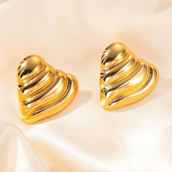 Wholesale Women's Titanium Steel Geometric Earrings With Stainless Steel Furnace Vacuum Electroplated 18K Gold Simple Style Do Not Fade