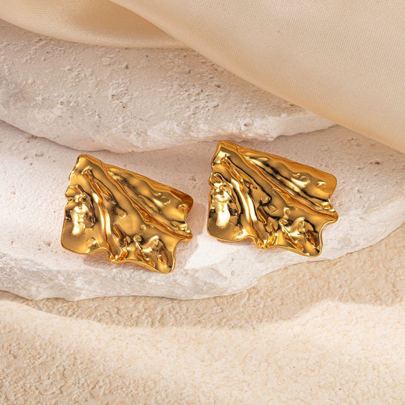 Wholesale Women's Titanium Steel Geometric Earrings With Stainless Steel Furnace Vacuum Electroplated 18K Gold Simple Style Do Not Fade