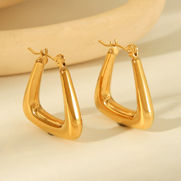 Wholesale Women's Titanium Steel Geometric Electroplated Nonfading Hollow Earrings