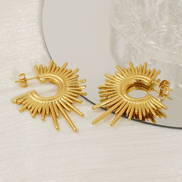 Wholesale Women's Titanium Steel Geometric Fashion Ol Earrings With Electroplating