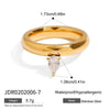 Wholesale Women's Titanium Steel Geometric French Retro Ring Electroplated With 18K Gold And Set With Zircon