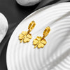 Wholesale Women's Titanium Steel Geometric Gold Inlaid Fourleaf Clover Ear Buckle Earrings Light Luxury Style