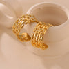 Wholesale Women's 316L Stainless Steel Geometric Goldplated Multilayer Hollow Chain Ushaped Earrings