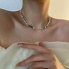Wholesale Women's Titanium Steel Geometric Handmade Vintage Light Luxury Niche Beaded Clavicle Necklace