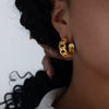 Wholesale Women's Titanium Steel Geometric Hollow Asymmetric Tassel Earrings With Electroplating Retro Fashionable Style