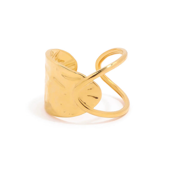 Wholesale Women's Titanium Steel Geometric Hollow Irregular Ring With Electroplating