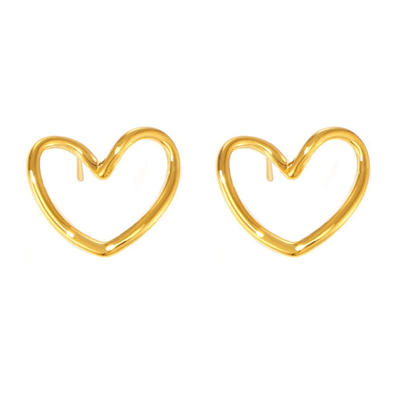 Wholesale Women's Titanium Steel Geometric Hollow Love Earrings Pvd Plated Light Luxury Style Jewelry