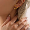 Wholesale Women's Titanium Steel Geometric Hollow Love Earrings Pvd Plated Light Luxury Style Jewelry