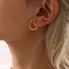 Wholesale Women's Titanium Steel Geometric Hollow Love Earrings Pvd Plated Light Luxury Style Jewelry