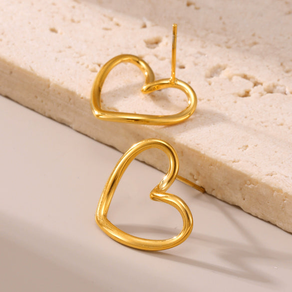 Wholesale Women's Titanium Steel Geometric Hollow Love Earrings Pvd Plated Light Luxury Style Jewelry