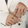 Wholesale Women's Titanium Steel Geometric Hollow Ring Jewelry With 18K Gold Plated Electroplating