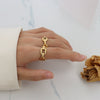 Wholesale Women's Titanium Steel Geometric Hollow Ring Jewelry With 18K Gold Plated Electroplating