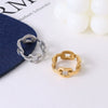 Wholesale Women's Titanium Steel Geometric Hollow Ring Jewelry With 18K Gold Plated Electroplating