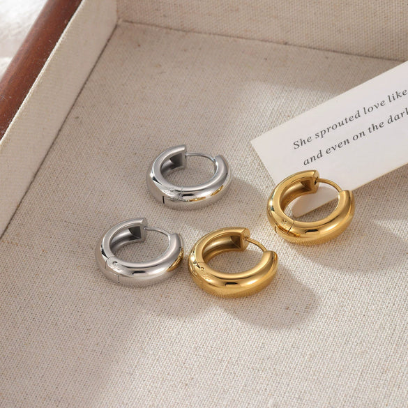 Wholesale Women's Titanium Steel Geometric Hoop Earrings With Electroplating Minimalist Style