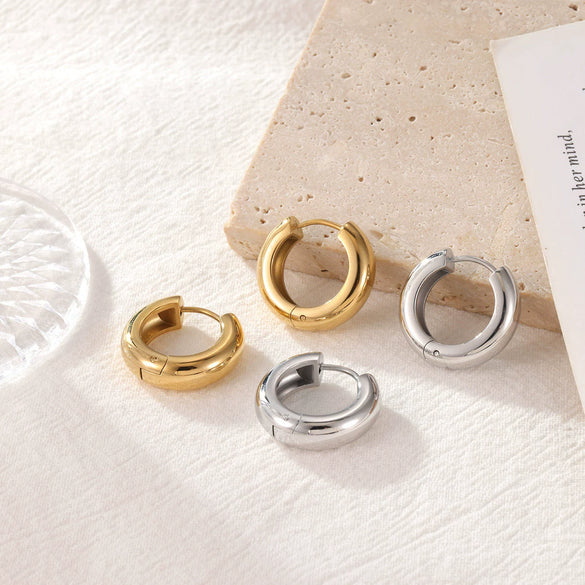 Wholesale Women's Titanium Steel Geometric Hoop Earrings With Electroplating Minimalist Style