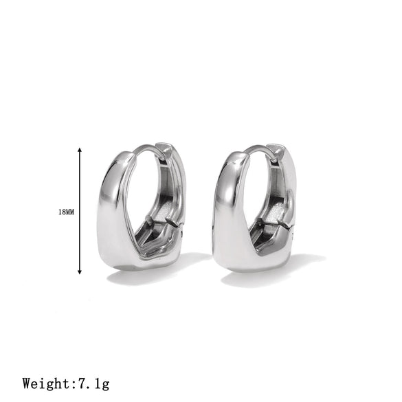 Wholesale Women's Titanium Steel Geometric Hoop Earrings With Electroplating Minimalist Style