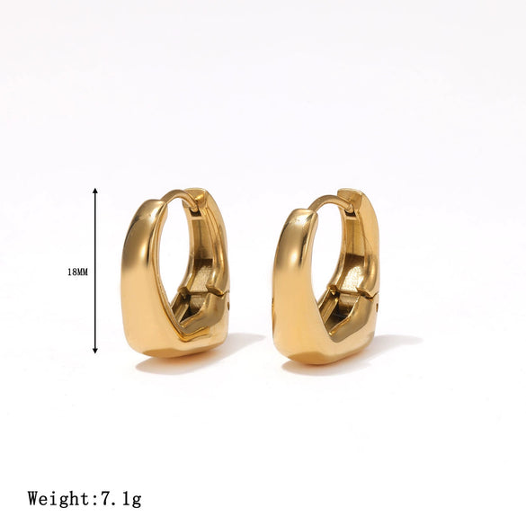 Wholesale Women's Titanium Steel Geometric Hoop Earrings With Electroplating Minimalist Style