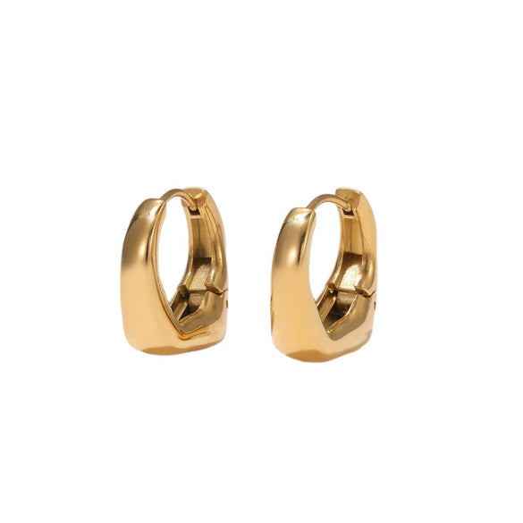 Wholesale Women's Titanium Steel Geometric Hoop Earrings With Electroplating Minimalist Style