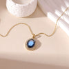 Wholesale Women's Titanium Steel Geometric Imitation Sapphire Pendant Necklace With Electroplating And O Word Chain Retro Temperament Simple Style