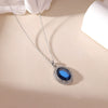 Wholesale Women's Titanium Steel Geometric Imitation Sapphire Pendant Necklace With Electroplating And O Word Chain Retro Temperament Simple Style