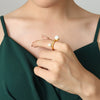 Wholesale Women's 316L Stainless Steel Geometric Inlaid Colorful Beads Twist Ring With Electroplating