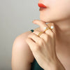 Wholesale Women's 316L Stainless Steel Geometric Inlaid Colorful Beads Twist Ring With Electroplating