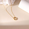 Wholesale Women's Titanium Steel Geometric Inlaid Zircon Ring And Clavicle Chain Jewelry Accessories With Electroplating
