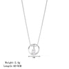Wholesale Women's Titanium Steel Geometric Inlaid Zircon Ring And Clavicle Chain Jewelry Accessories With Electroplating