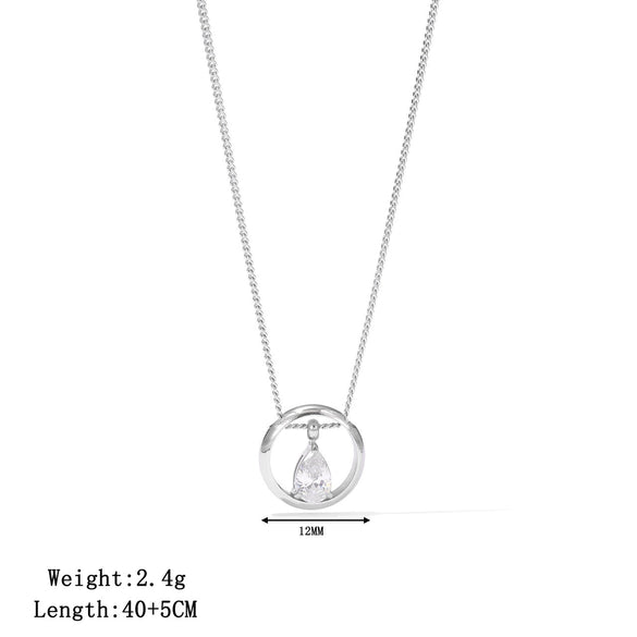 Wholesale Women's Titanium Steel Geometric Inlaid Zircon Ring And Clavicle Chain Jewelry Accessories With Electroplating