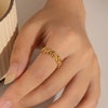 Wholesale Women's Titanium Steel Geometric Interlocking Ring With Electroplating