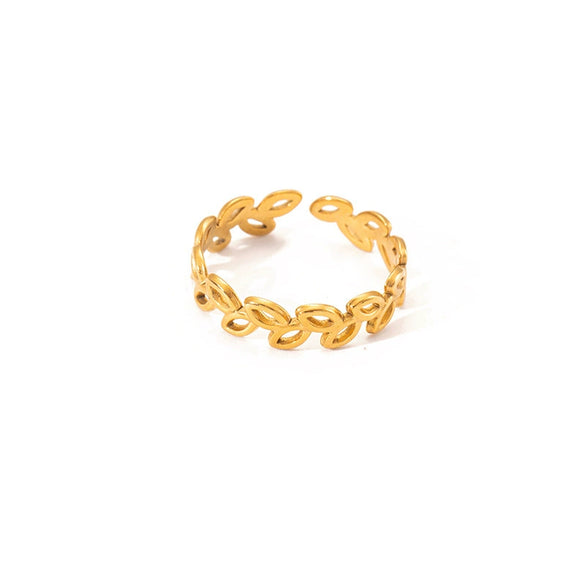 Wholesale Women's Titanium Steel Geometric Interlocking Ring With Electroplating
