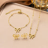Wholesale Women's Titanium Steel Geometric 18K Real Gold Plated Necklace With Flash O Chain