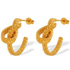 Wholesale Women's 316L Stainless Steel Geometric Knotted Earrings With Electroplating Design