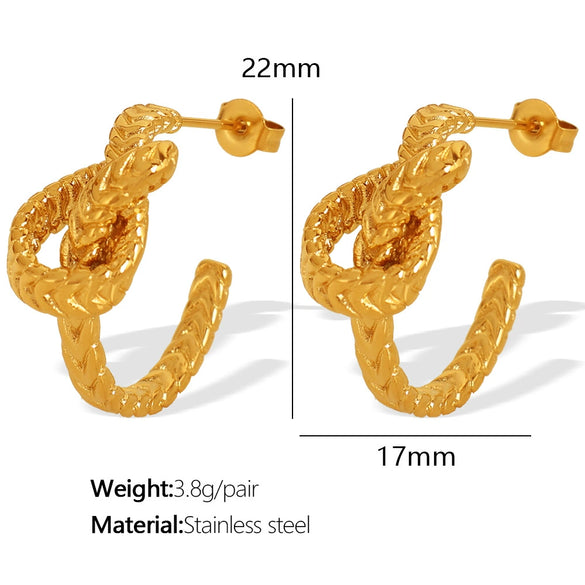 Wholesale Women's 316L Stainless Steel Geometric Knotted Earrings With Electroplating Design