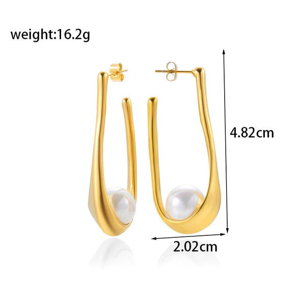 Wholesale Women's Titanium Steel Geometric Light Luxury Elegant Simple Allmatch Earrings With Electroplating Treatment